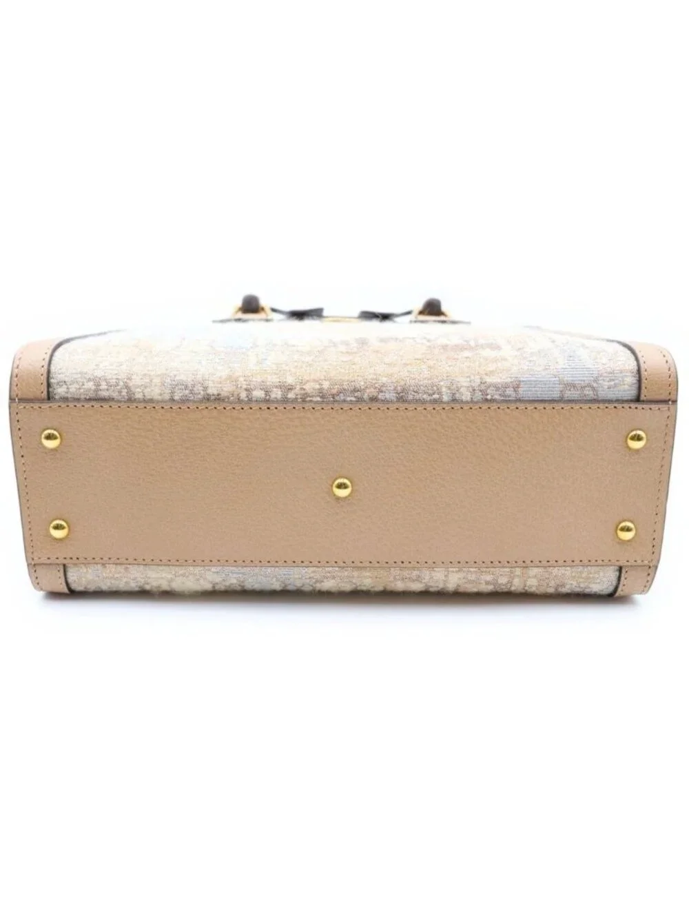 Gucci Hosoo Diana Small Nishijin Ori Bamboo Canvas Leather 2-Way Bag Beige